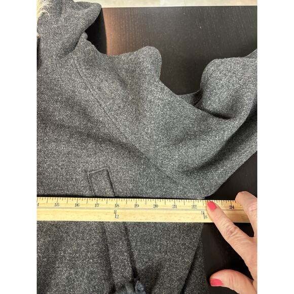 Madewell Vancouver Parka Coat Dark Grey Size XL Wool Blend Faux Fur Hood Pockets - Picture 9 of 16